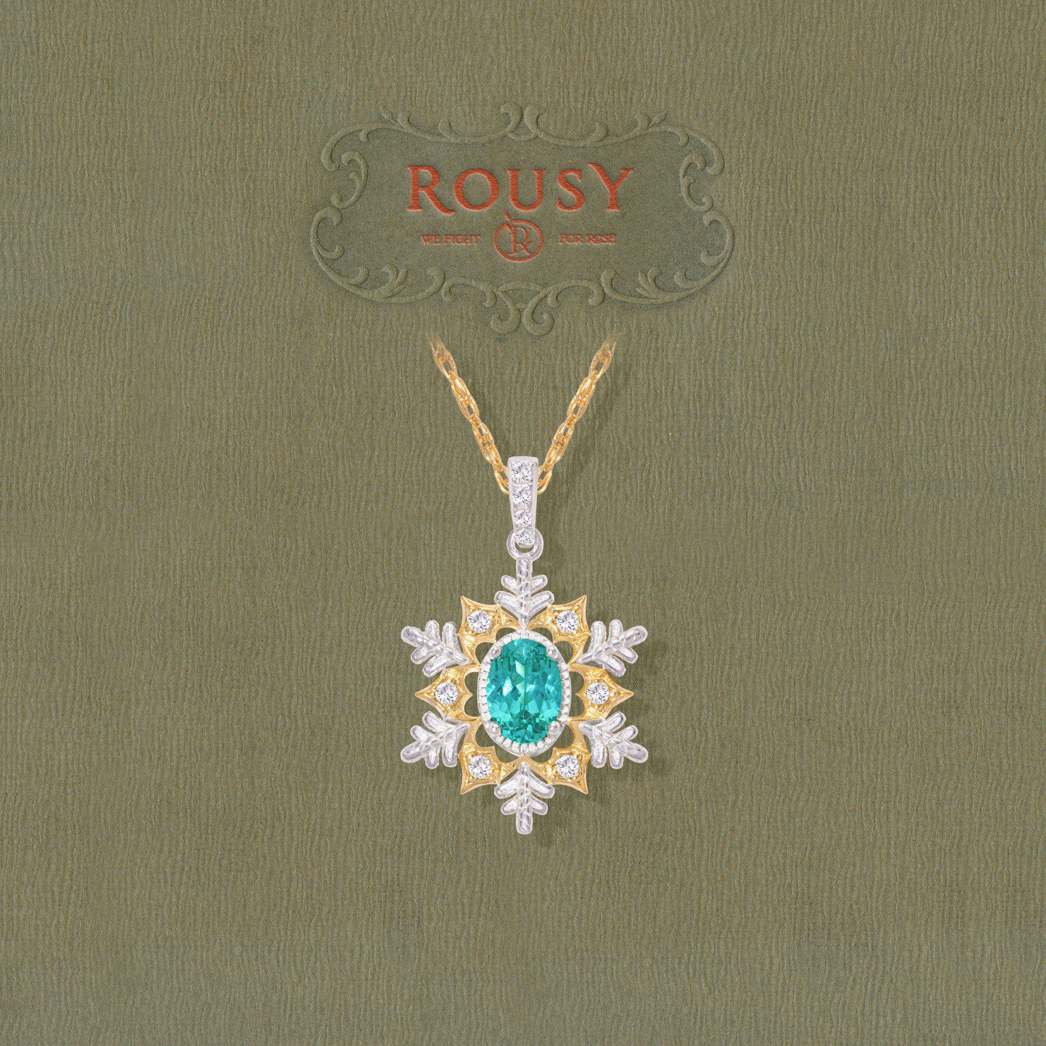 《凛冬之境》复古设计轻奢小众精致雪花帕拉伊巴银镀金吊坠项链女 - ROUSY出品