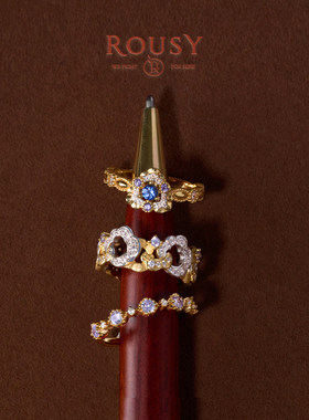 《解锁》复古设计高级感小众百搭法式宫廷精致纯银镀金戒指环女