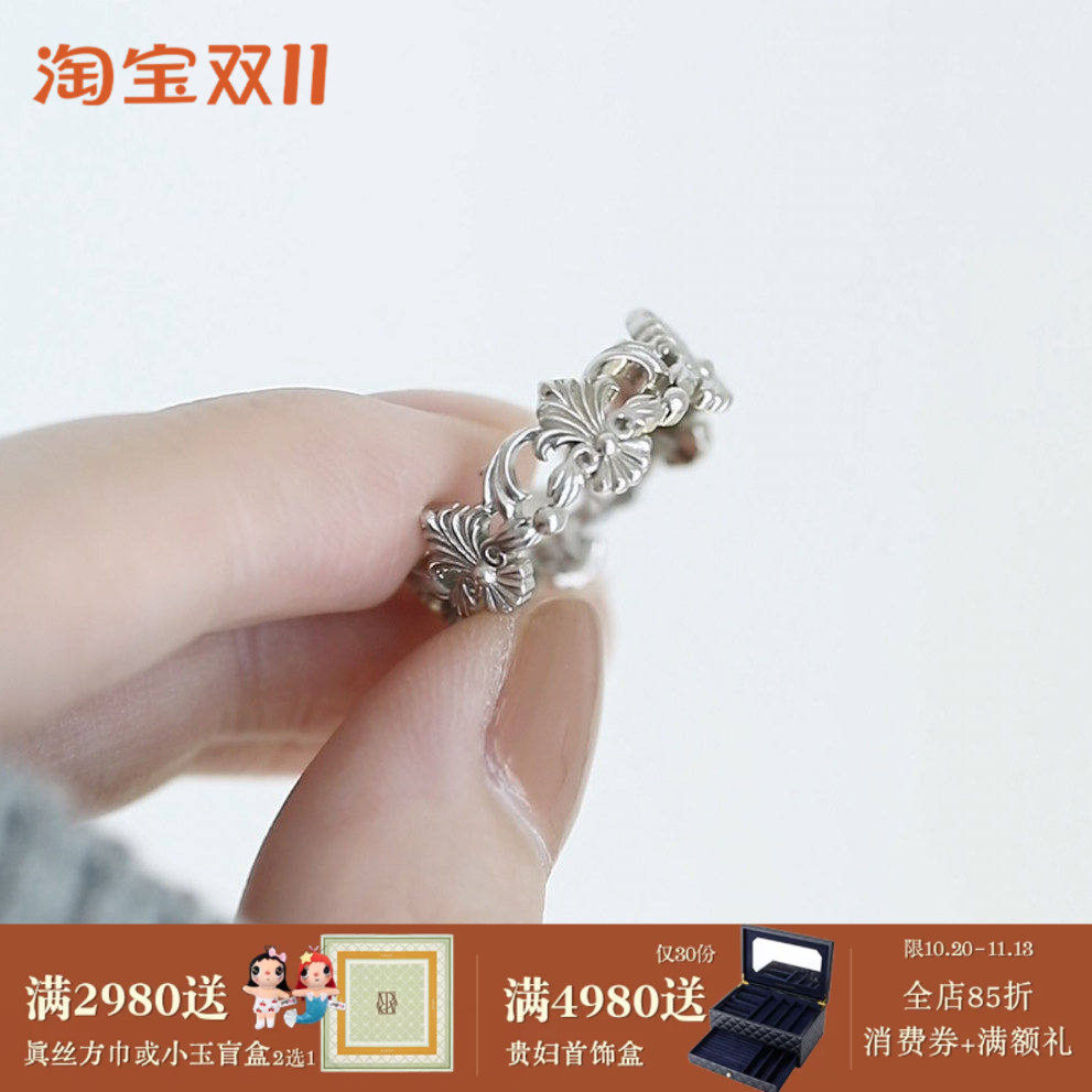 《鸢尾》有礼士多法式复古宫廷设计感精致小众纯银戒指环女气质