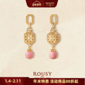 复古宫廷设计感小众新中式 夜游花灯 气质粉贝母纯银耳环耳钉女