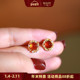 桂花·布丁 原创设计复古精致石榴石彩宝纯银耳钉女小号新年
