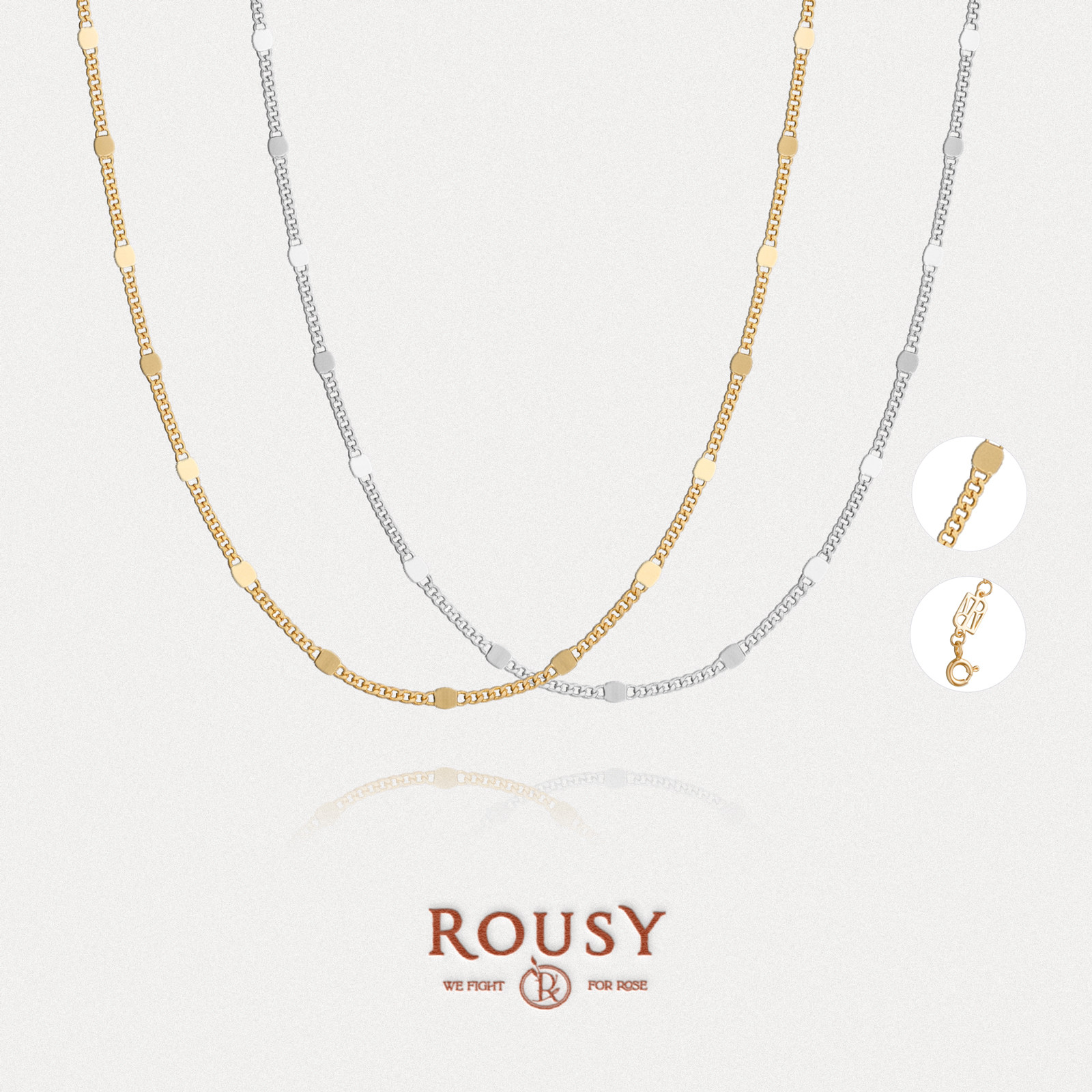 ROUSY碎闪基础款素链简约百搭精致s925银锁骨颈项链女裸链图片