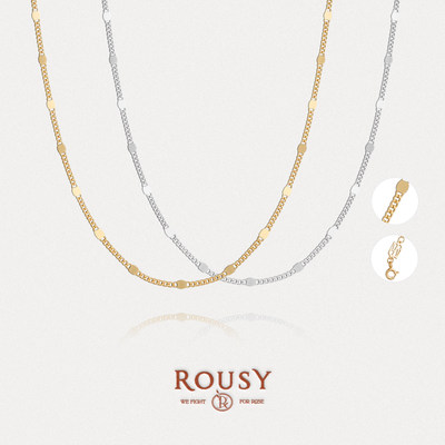 ROUSY碎闪基础款素链简约百搭精致s925银锁骨颈项链女裸链