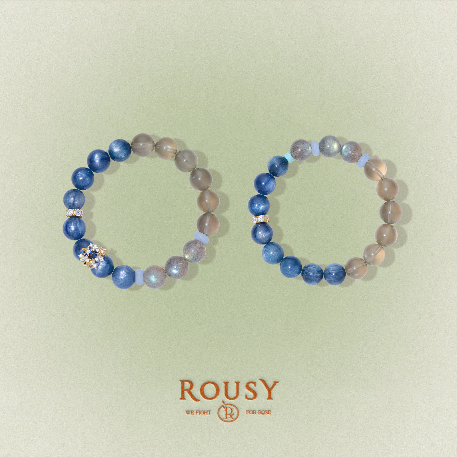 《夏夜序曲》ROUSY复古设计新中式培育蓝宝石串珠蓝色手串女春夏