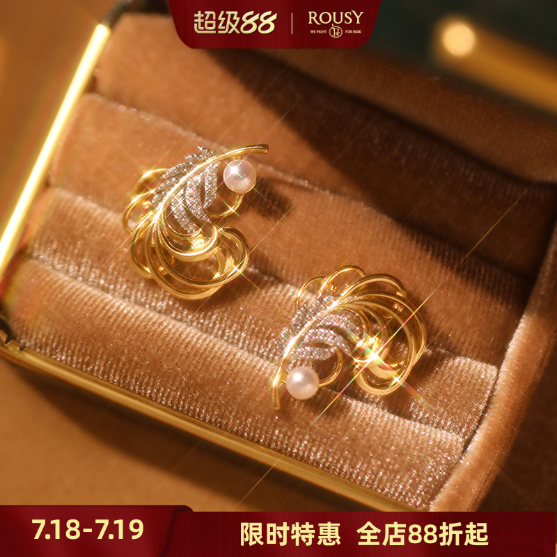 设计感金色胸针羽毛百搭