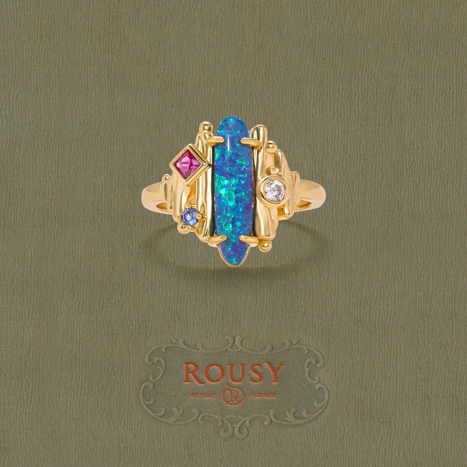ROUSY新品《调色盘》复古设计高级感小众精致典雅绚丽戒指环女图片