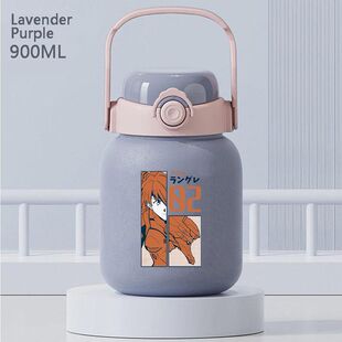 2024eva新世界福音战士动漫周边便携式保温水杯大肚杯双饮吸管直