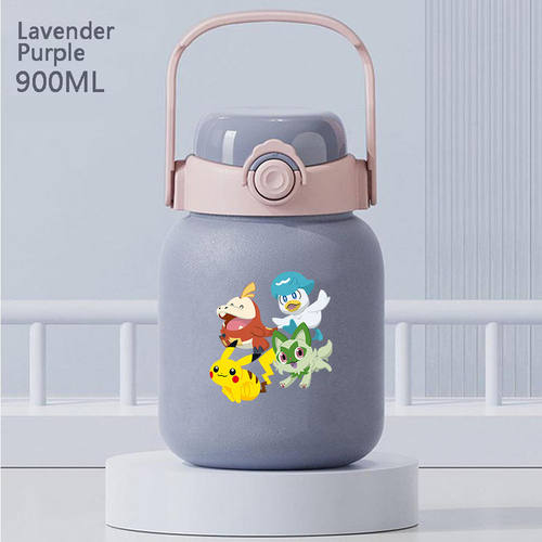 2024宝可梦朱紫新叶喵呆火鳄润水鸭便携式保温水杯男女学生jl