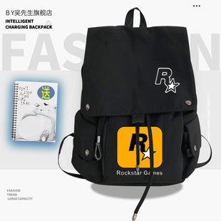 2026Rockstar游戏玩家R星同人周边女青少年学生双肩背包大容量书