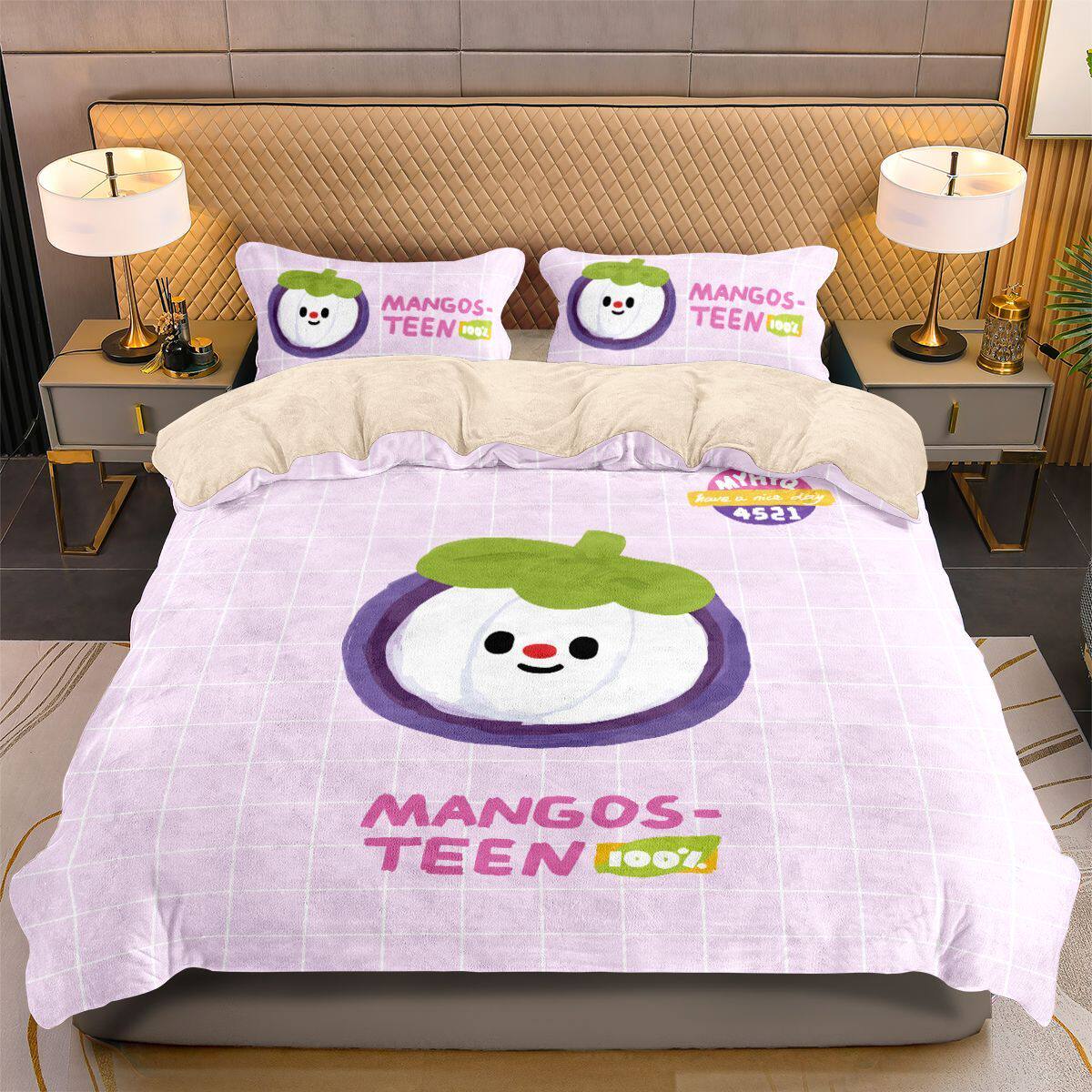 2025水果牛奶绒被套四件套卡通儿童房可爱A类母婴级家居床品床单