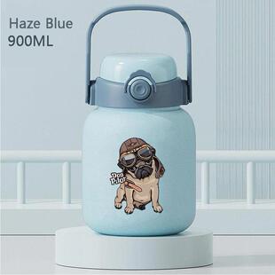2024狗狗图案八哥犬潮牌新款不锈钢随行保温水杯大容量一盖双饮吸
