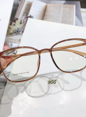 超轻TR90近视眼镜框男女款高度数眼睛架圆脸豹纹灰色透明方形中框