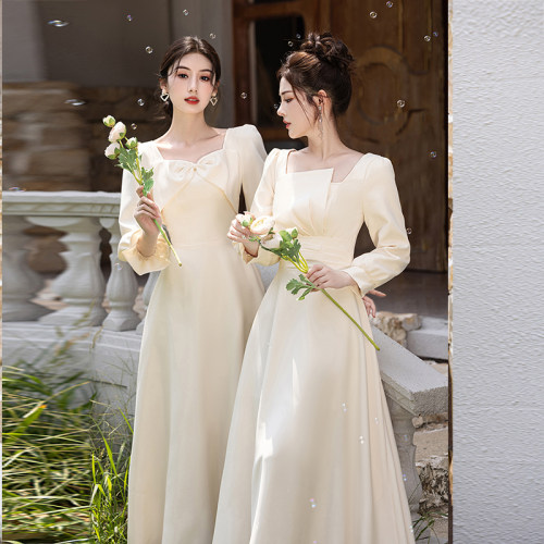 伴娘服新款气质香槟色礼服