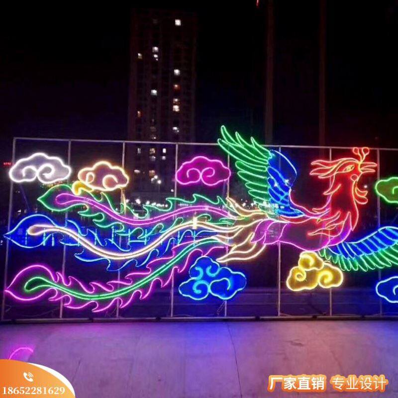 霓虹灯发光字广告牌定制节日户外灯光秀凤凰造型网红墙灯饰画亮化