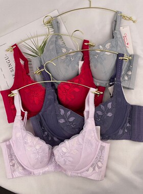 黛**逆龄竹韵蕾丝内衣女聚拢侧收副乳文胸16-8854 no退换