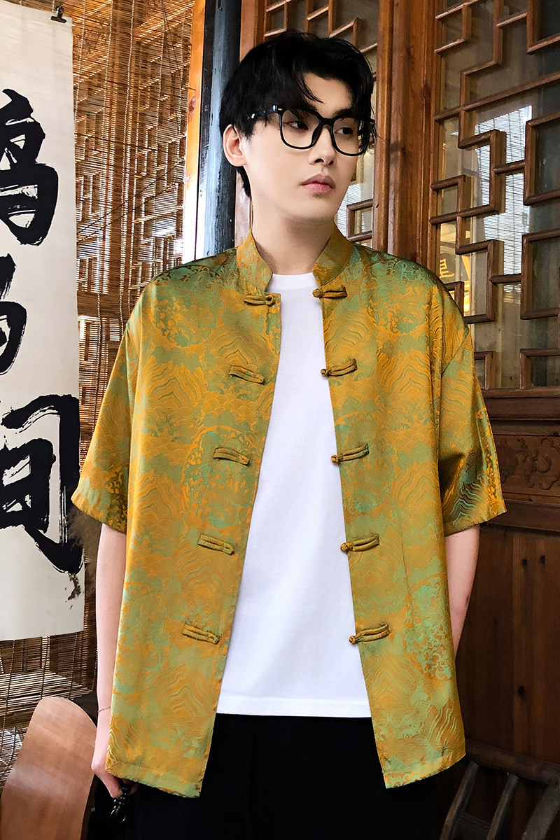风新中式印花汉服衬衫电商A100-C311-P75,男装衬衫,电商A100