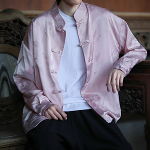 风新中式压花凤凰汉服长袖盘扣衬衫A100-C331-P65