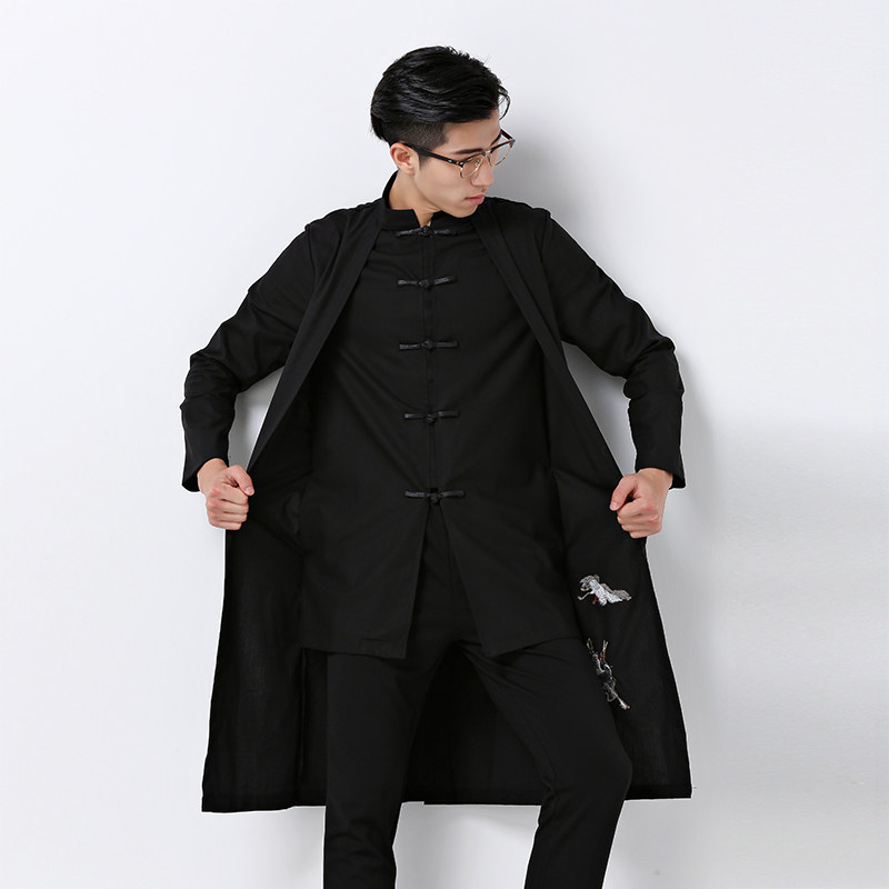 风绣花长外套电商A100-B31-P95,男装民族服装,电商A100