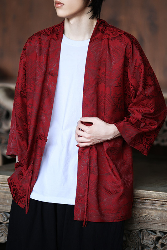 风龙纹冰丝汉服开衫外套古风禅服居士服道袍披风A100-721-P40,男装民族服装,电商A100