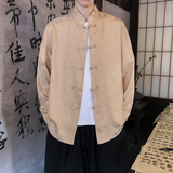 风新中式压花龙纹汉服长袖衬衫A100-C312-P65，男装衬衫，电商A100
