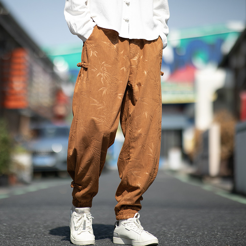大码男装风休闲裤子灯芯绒压花新中式电商A100-2503-P55,男装休闲裤,电商A100