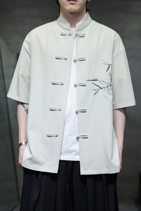 新中式唐装男风短衬衫复古刺绣汉服宽松大码电商A100-251-P65图片