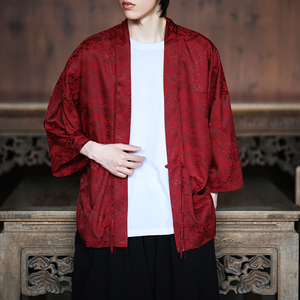 风龙纹冰丝汉服开衫外套古风禅服居士服道袍披风A100-721-P40图片