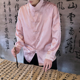 风新中式压花凤凰汉服长袖盘扣衬衫A100-C331-P65，男装衬衫，电商A100