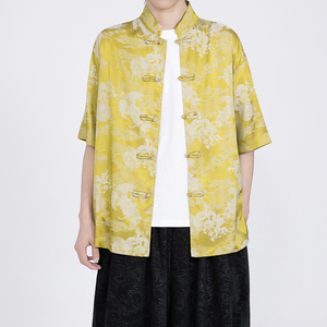 风提花唐装男士短袖衬衫盘扣新中式电商A100-2802-P65图片