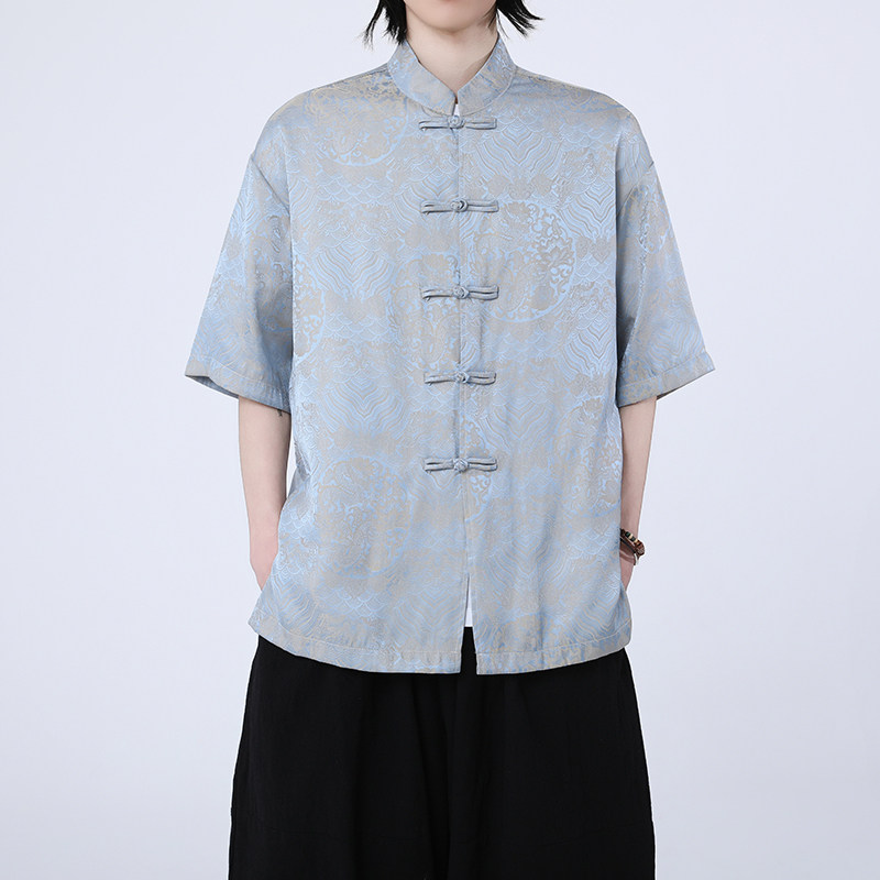风新中式印花汉服衬衫电商A100-C311-P75,男装衬衫,电商A100