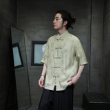 新中式盘扣中山唐装风暗纹小众高级感衬衫A100-232-P65，男装民族服装，电商A100