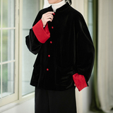 风红黑经典搭配盘扣外套过年服电商A100-W691-P95，女装短外套，电商A100