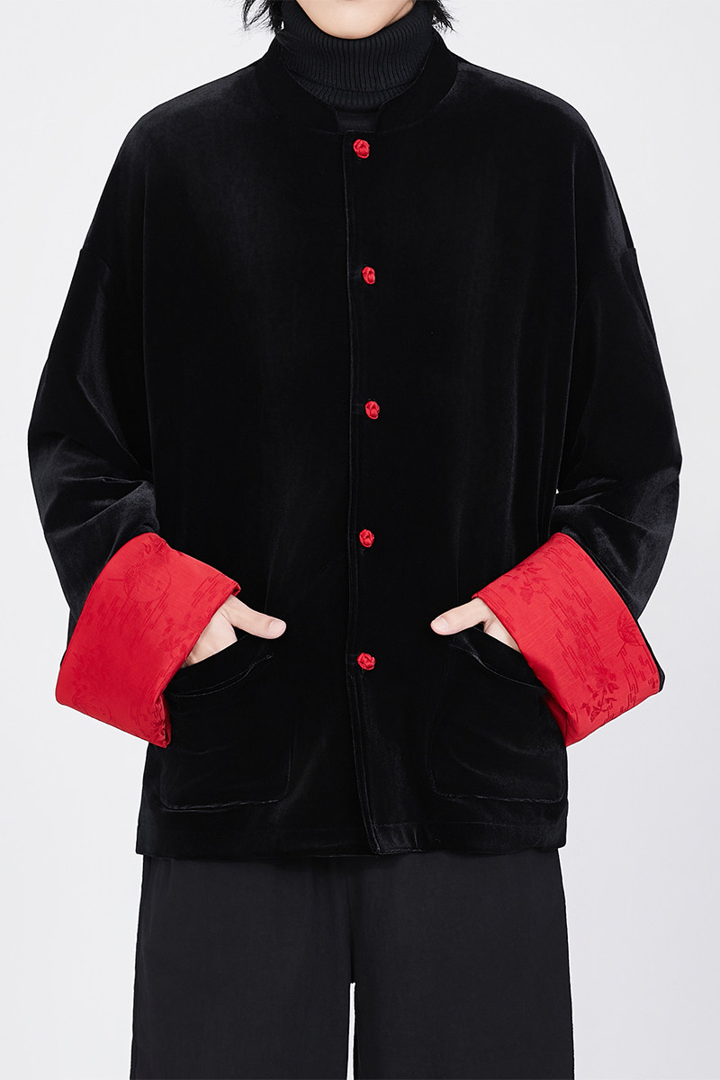 风红黑经典搭配盘扣外套过年服电商A100-W691-P95,女装短外套,电商A100