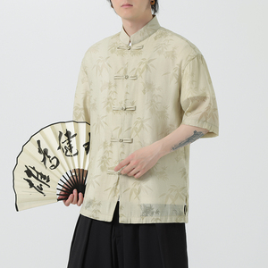 新中式盘扣中山唐装风暗纹小众高级感衬衫A100-232-P65