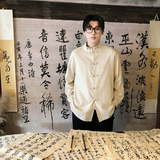 风新中式亚麻刺绣盘口衬衫休闲惬意风电商A100-C90-P70，男装衬衫，电商A100