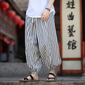 麻棉束脚灯笼裤哈伦宽松新风条纹休闲裤电商A100-MK2530-p78图片