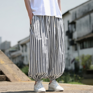 麻棉束脚灯笼裤哈伦宽松新风条纹休闲裤电商A100-MK2530-p78图片