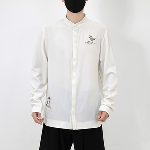 风立领绣花盘扣长袖衬衫秋冬新款电商A100-C27-P70图片