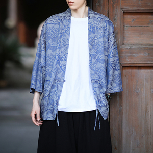 风龙纹冰丝汉服开衫外套古风禅服居士服道袍披风A100-721-P40图片
