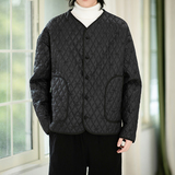 薄棉衣风纯色暗绣花盘扣新中式电商A100-W696-P95，男装棉衣，电商A100