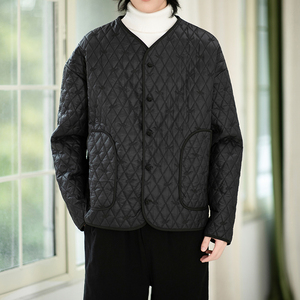 薄棉衣风纯色暗绣花盘扣新中式电商A100-W696-P95，男装棉衣，电商A100