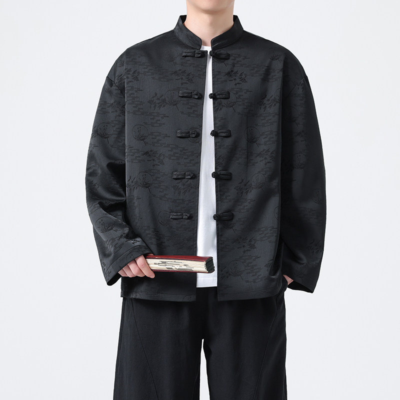 风新中式长袖盘扣外套衬衫电商A100-C89-P75,男装民族服装,电商A100