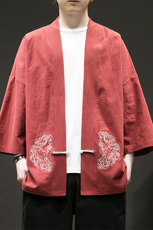风汉服开衫刺绣盘扣精致防晒电商A100-731-p50男士宽松限68,男装防晒衣,电商A100