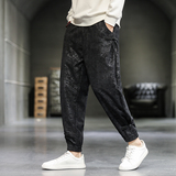 盘扣压花束脚裤风民族风加大码休闲裤电商A100-182-P60，男装民族服装，电商A100