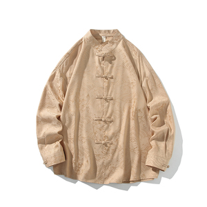 风新中式压花龙纹汉服长袖衬衫A100-C312-P65图片