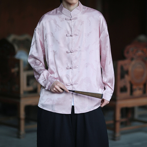风新中式压花凤凰汉服长袖盘扣衬衫A100-C331-P65,湘西凤凰旅游穿搭推荐图片