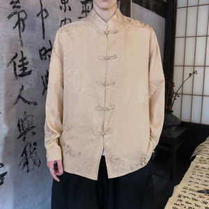 风新中式压花龙纹汉服长袖衬衫A100-C312-P65图片