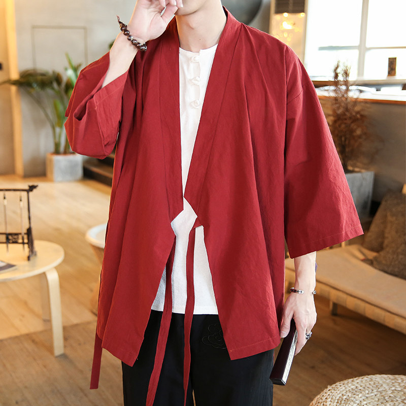 风纯色汉服开衫道袍DSA100-906-P50，男装民族服装，电商A100