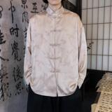 风新中式压花凤凰汉服长袖盘扣衬衫A100-C331-P65，男装衬衫，电商A100