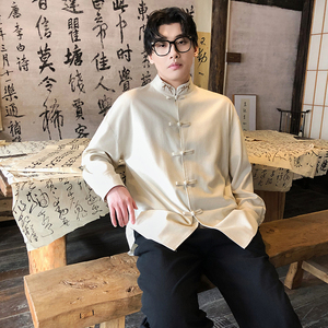 风新中式亚麻刺绣盘口衬衫休闲惬意风电商A100-C90-P70